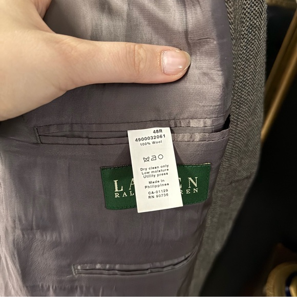 Ralph Lauren Men’s Charcoal Patterned Suit Jacket Blazer 100% Wool - Picture 8 of 9